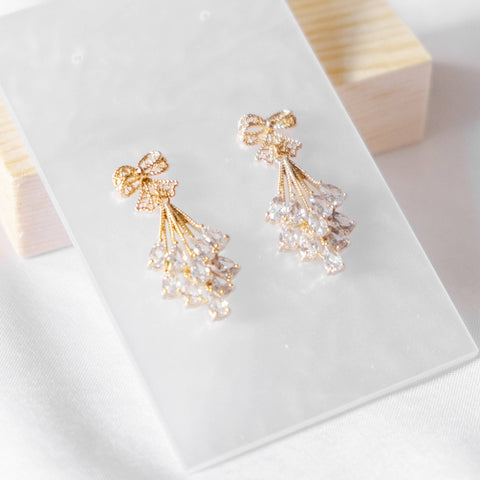 Snow Fall Bedazzling Christmas Handmade Gold Earring  - Christmas 2025