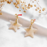 Star Sparkly Moon Polymer Clay Gold Handmade Earring