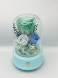 Diamond Rose Collection - Turquoise Blue Bluetooth Speaker Glass Dome