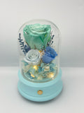 Diamond Rose Collection - Turquoise Blue Bluetooth Speaker Glass Dome