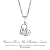Kelvin Gems Premium Flower Heart Pendant m/w Swarovski Zirconia