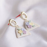 Pastel Pearlescent #13 Polymer Clay Gold Handmade Earring