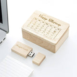 Happy Birthday Design Wooden USB with Personalised Wording (6-8 working days)
