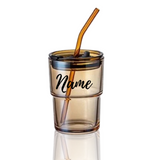 Personalised Glass Mug With Straw