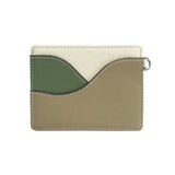 Genuine Leather RFID Card Case - Wave Olive and Khaki