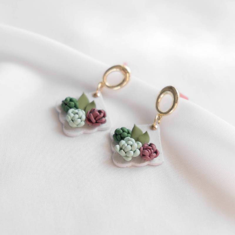 polymer clay succulent earrings Succulent Handmade Polymer Clay Earring #5 | Giftr
