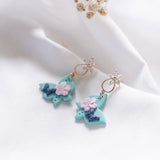 Cherry Blossom Butterfly Polymer Clay Gold Handmade Earring