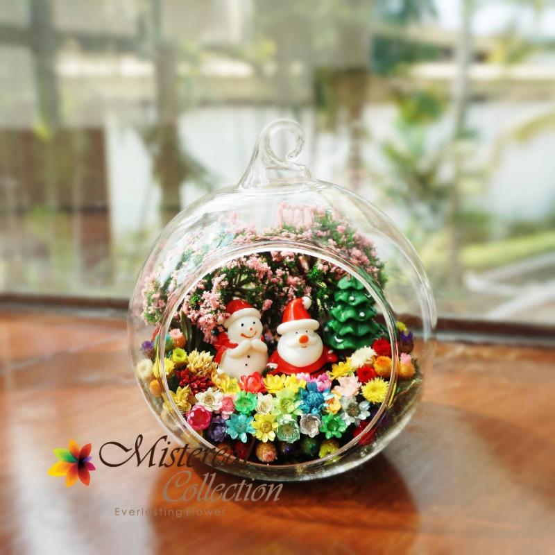 Snowman with Santa in Glass