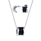 Kelvin Gems Black Fleur Ceramic Pendant & Earrings Gift Set