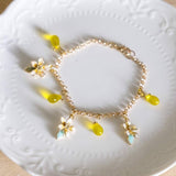 Blissful Flower Daffodil Yellow Handmade Gold Bracelet