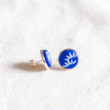 Chinese New Year 2024 : Royal Blue Oriental Nature Stud Handmade Polymer Clay Earring (Islandwide Delivery)