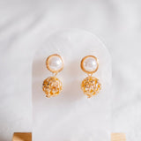 Chinese New Year 2024 : Blooming Prosperous Pearl Flower Gold Earring