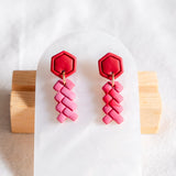 Chinese New Year 2024 : Crimson Red Gradient Firecracker Handmade Polymer Clay Earrings