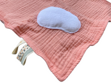 Newborn Baby Gift Set in Pink Bunny Toy Rattle Teether Clip Crochet Booties Lovie Comforter Towel
