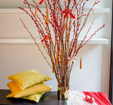 [CNY 2024] Pussywillow In A Golden Ceramic Vase | Lunar New Year flowers