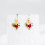 Rogue Red Gem Heart Necklace Earring Set