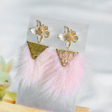 Luxury Pink Flower Bunny Rabbit Furry Earring