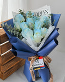 11 Stalks Ice Blue Rose Bouquet