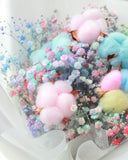 Rainbow Cotton Flower with Baby's Breath