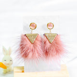 Luxury Romantic Pink Bunny Rabbit Furry Earring Chinese New Year 2024