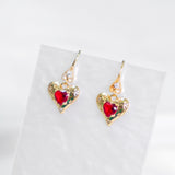 Rogue Red Gem Heart Necklace Earring Set