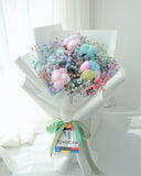 Rainbow Cotton Flower with Baby's Breath