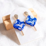 Chinese New Year 2024 : Royal Blue Phoenix Handmade Polymer Clay Earring (Islandwide Delivery)