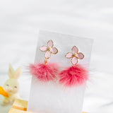 Rose Pink Flower Furry Earring Chinese New Year 2024