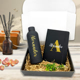Personalised Thermal Water Bottle & A5 PU Journal Gift Set