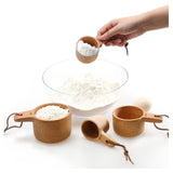 Housewarming Gift - Kitchen Towel Napkin, Natural Wood Measuring Cup Spoon Set