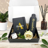 Personalised Thermal Water Bottle, Scented Candle & A5 PU Journal Gift Set