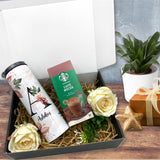 Personalised Thermal Flask Gift Set - Floral Foliage