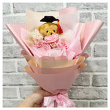 Graduation Preserved Roses and Bear Bouquet - Pink