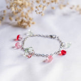 Haru Hana Spring Flower Red Green Handmade Bracelet