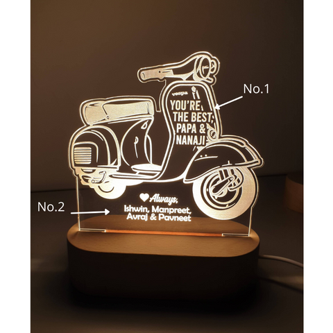 Personalized Wooden LED Lamp (Bike Design)