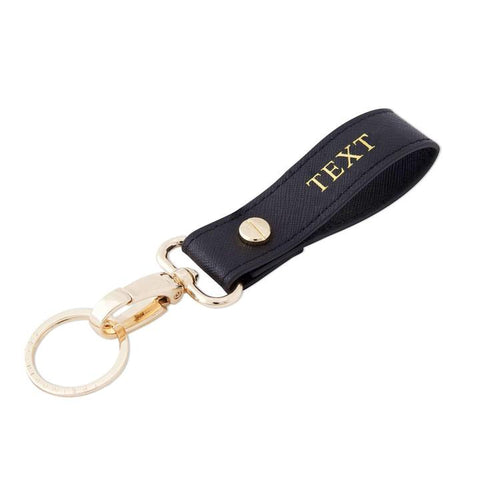 Personalized Saffiano Keychain - Black