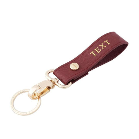 Personalized Saffiano Keychain - Burgundy