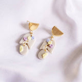 Pastel Pearlescent #14 Polymer Clay Gold Handmade Earring
