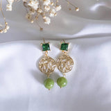 Emerald Leaf Jasper Green Stone Handmade Earring