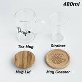 Personalized Heat - Resistant Glass Tea Mug with Coaster