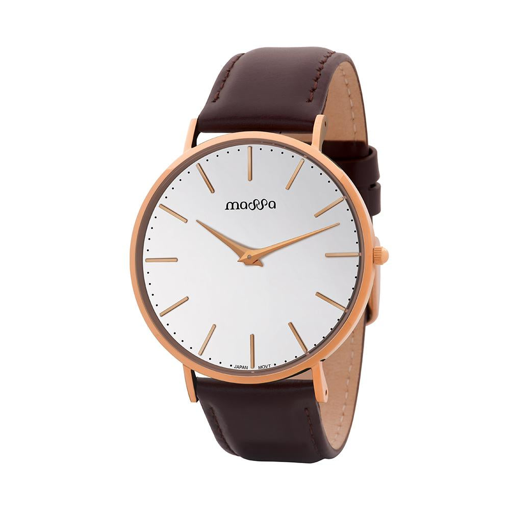 Grace Men White Rose Leather Watch