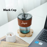 Personalized Portable Glass Cup with lid and straw (Islandwide Delivery)