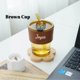 Personalized Portable Glass Cup with lid and straw (Islandwide Delivery)