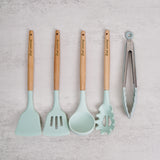 Personalised Silicone Tiffany Green Cooking Utensils 5 in 1