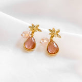 Springtime Glitter Rose Pink Gold Handmade Earring