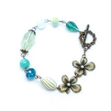 Green Flower Vintage Bracelet and Earring Set