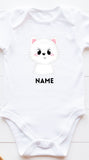 Personalised Romper / Kids Tee - White Kitty (Islandwide Delivery)