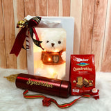 Personalised Fluffy Teddy Bear with Thermos Flask | (Islandwide Delivery)