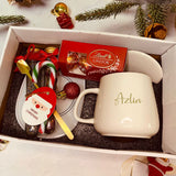 “Sweetness with Coffee” Personalised Ceramic Coffee Mug With Christmas Candy Cane and Flower Tea  | (Islandwide Delivery)