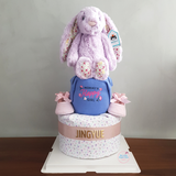 2 Tier Bunny Rabbit Baby Girl Diaper Cake Gift Hamper